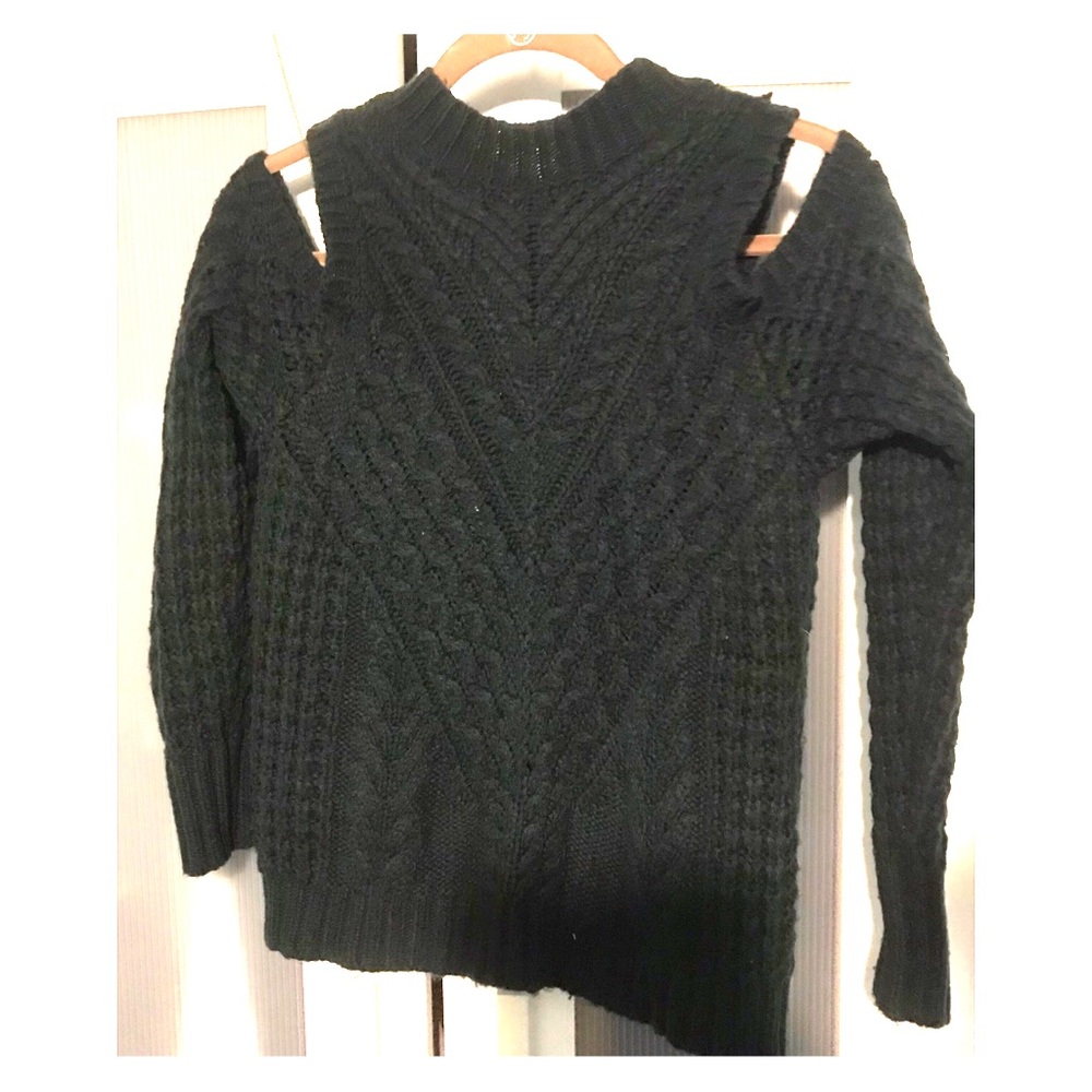 Express cold shoulder cable knit sweater